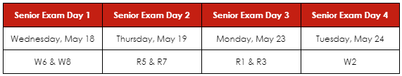 Senior Exam Schedule