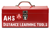 photo of toolbox with words AHS Distance Learning Tools on it